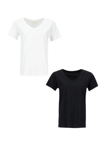 Черно-белая летняя футболка DeFacto
