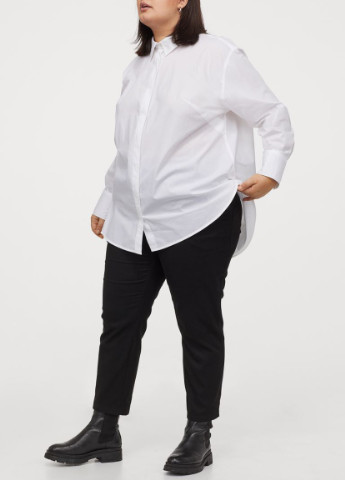 Белая классическая рубашка однотонная H&M+