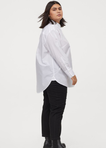 Белая классическая рубашка однотонная H&M+