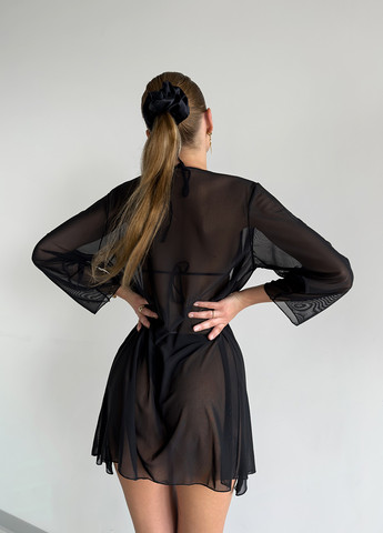 Чорний літній пляжний комплект жіночий (купальник, накидка) бікіні, роздільний NOVA VEGA