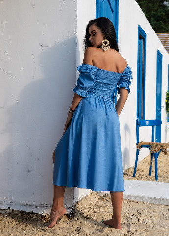 Голубое кэжуал платье Larionoff однотонное