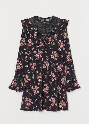 Чорна кежуал сукня H&M з квітковим принтом
