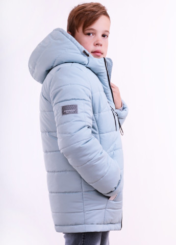Светло-голубая зимняя куртка удлиненная k31 Luxik Удлиненная куртка