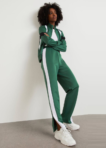 Зеленые спортивные демисезонные прямые брюки Gina Tricot