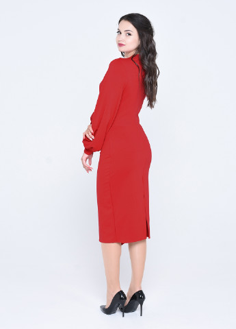 Красное деловое платье рубашка Alpama однотонное