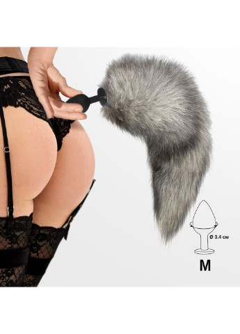 Силіконова анальна пробка з хвостом із натурального хутра size M Artctic fox Art of Sex (254785181)