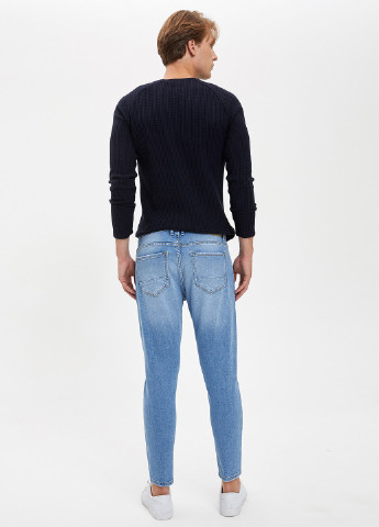 Светло-голубые демисезонные зауженные джинсы DeFacto