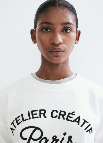 Чорно-білий світшот H&M напис без декору (362050290)