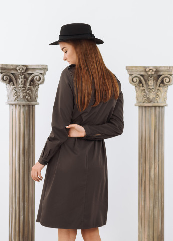 Темно-коричневое кэжуал платье рубашка Azuri однотонное