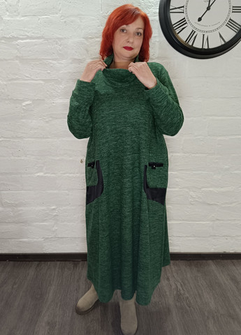 Зеленое кэжуал платье Darkwin меланжевое