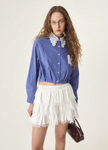 Молочная кэжуал однотонная юбка SHEIN