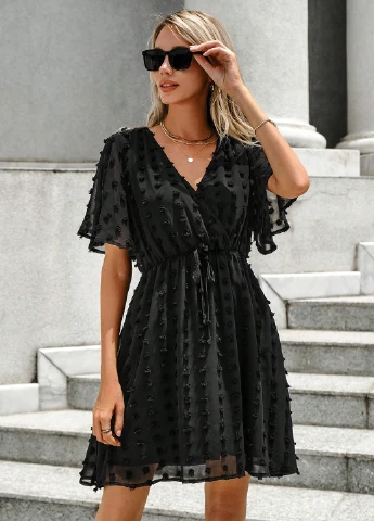 Черное кэжуал платье клеш SHEIN однотонное