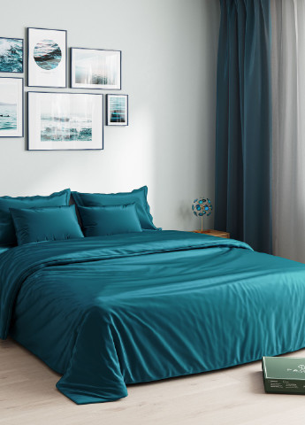 Комплект постельного белья сатин-люкс Minimal бирюзовый (двуспальный) PAGOTI (256519269)