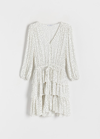 Молочна кежуал сукня кльош Reserved в горошок
