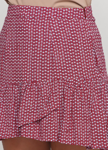 Бордовая кэжуал с абстрактным узором юбка C&A клешированная