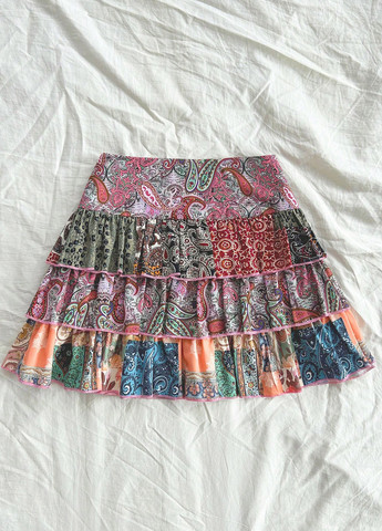 Разноцветная кэжуал "турецкие огурцы" юбка SHEIN клешированная