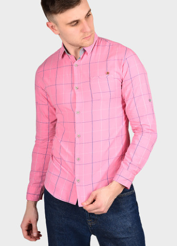 Розовая классическая рубашка в клетку AAA
