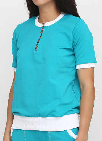 Костюм (футболка, бриджі) Radda з коротким рукавом однотонний бірюзовий спортивний
