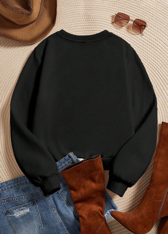 Черный свитшот SHEIN надпись без декора (332709292)