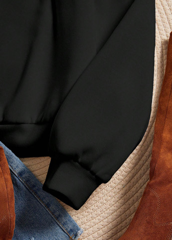 Черный свитшот SHEIN надпись без декора (332709292)