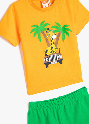Комбинированный летний костюм (футболка, шорты) с шортами KOTON