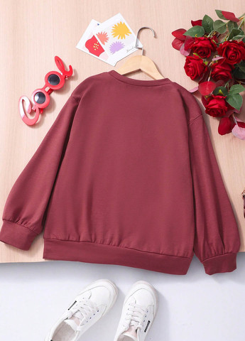 SHEIN свитшот рисунок бордовый кэжуал полиэстер