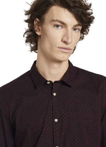Темно-коричневая кэжуал рубашка с геометрическим узором Tom Tailor