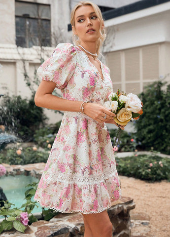 Комбінована кежуал сукня кльош SHEIN з квітковим принтом