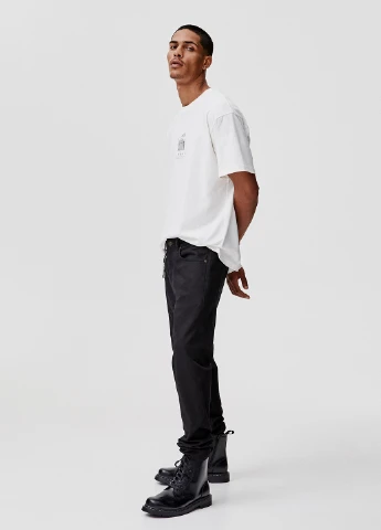 Черные демисезонные зауженные джинсы Pull & Bear