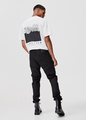 Черные демисезонные зауженные джинсы Pull & Bear