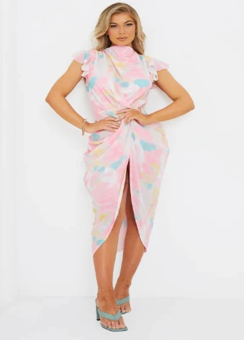 Розовое кэжуал платье PrettyLittleThing с орнаментом