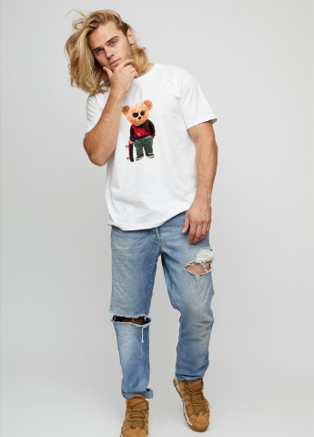 Біла футболка чоловіча basic /air print/ YAPPI