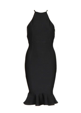 Черное кэжуал, коктейльное платье годе, с открытой спиной Boohoo однотонное