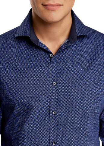 Темно-синяя кэжуал рубашка с рисунком Oodji с длинным рукавом