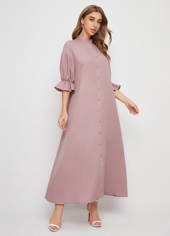 Пудровое кэжуал платье а-силуэт SHEIN однотонное