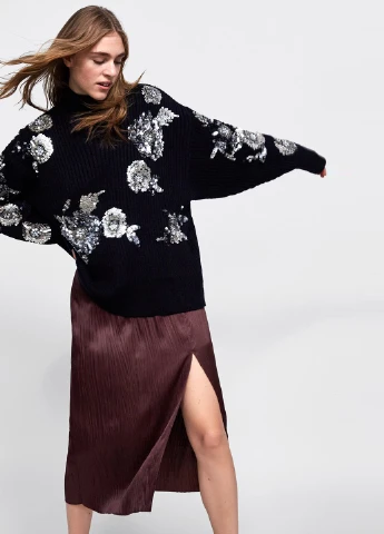 Бордовая кэжуал однотонная юбка Zara