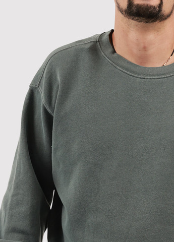 Сіро-зелений світшот Blue 84 однотонний без декору (361422169)