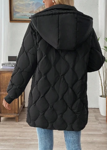 Черный зимний Пуховик SHEIN