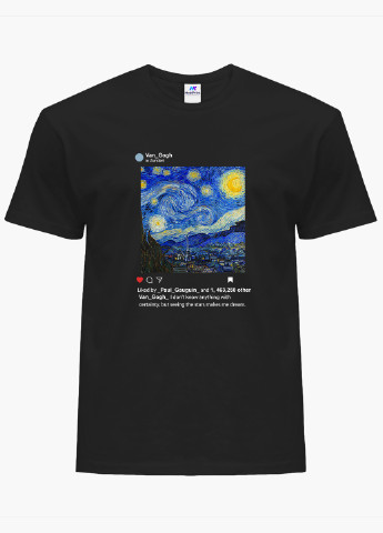 Черная футболка мужская инстаграм звёздная ночь винсент ван гог (instagram van gogh) (9223-2965-1) xxl MobiPrint