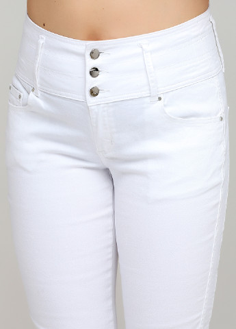 Джинси Zauberhose вкорочені, завужені однотонні білі джинсові бавовна
