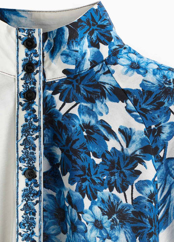 Синее кэжуал платье клеш H&M с цветочным принтом