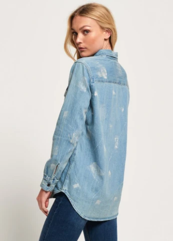 Светло-синяя кэжуал рубашка однотонная Superdry
