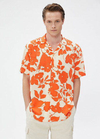 Оранжевая кэжуал рубашка с цветами KOTON