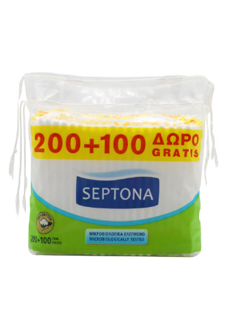 Ватні палички (запаска) 200+100 шт Septona (255295038)