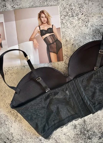 Чорний балконет бюстгальтер Fashion Forms без кісточок поліамід