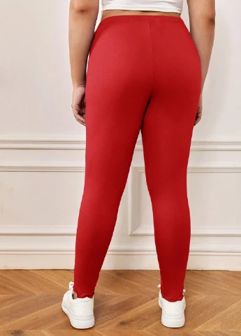 Красные демисезонные леггинсы SHEIN