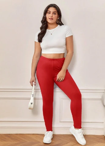 Красные демисезонные леггинсы SHEIN
