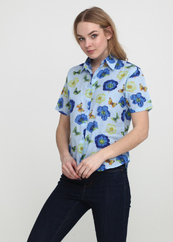 Голубой кэжуал рубашка с цветами Valentino