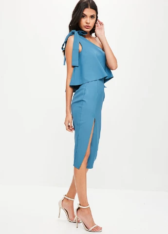 Синее коктейльное платье Missguided однотонное
