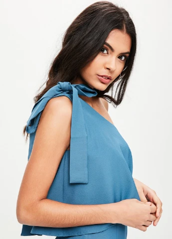 Синее коктейльное платье Missguided однотонное
